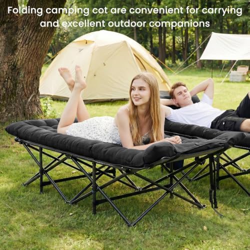 Camping Cot for Adults, Black, 28" Extra Wide - Image 7