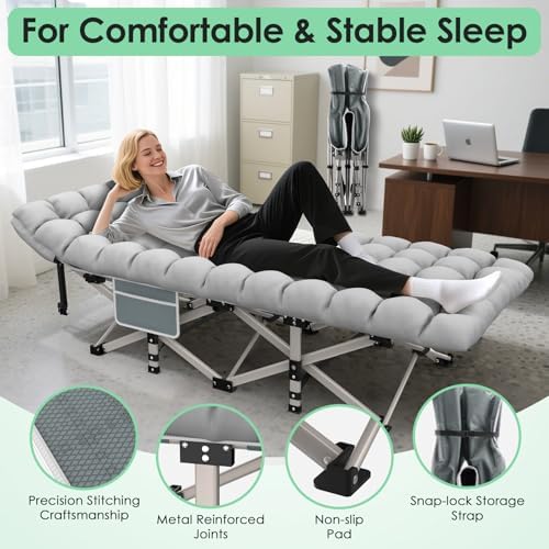 Suteck Camping Cot, Folding Camp Bed for Adults with Soft Thicker Cushion - Image 6