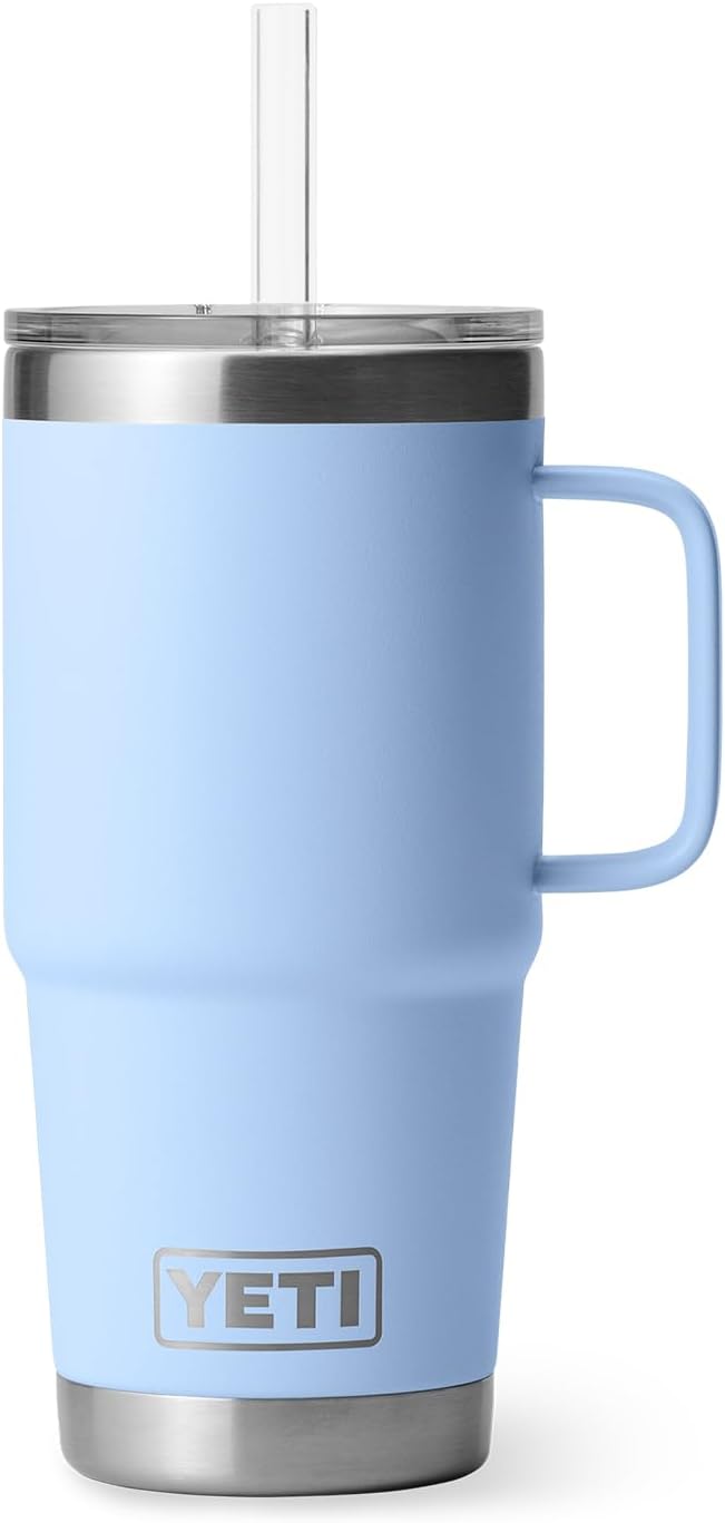 YETI Rambler 25 oz Tumbler with Handle and Straw Lid, Travel Mug Water Tumbler, Vacuum Insulated Cup with Handle, Stainless Steel, Big Sky Blue - Image 7