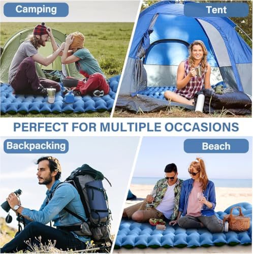 Yuzonc Double Camping Sleeping Pad with Built-in Foot Pump and Pillows – Ultralight Inflatable Sleeping Mat for 2 Person, Compact Air Mattress for Backpacking Hiking Tent Camping, Portable Outdoor - Image 7