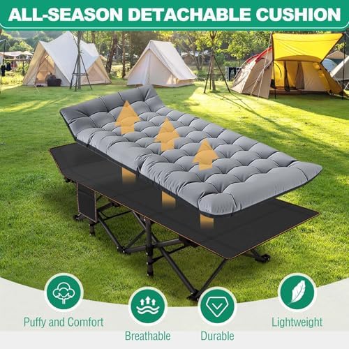 LILYPELLE Folding Camping Cot, Extra Wide Heavy Duty Sleeping Cots - Image 3