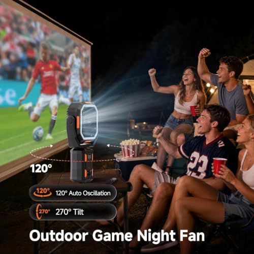 OGERY Camping Fan, Portable Fan with Adjustable Height Stand, 20000mAh Rechargeable Battery Powered Fan with Remote, LED Light, Auto Oscillation, Fast Charging, Floor or Desk Fan for Tent, RV, Travel - Image 4