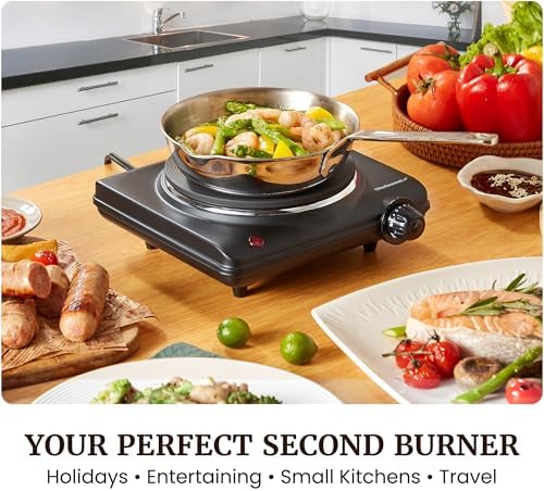 Elite Gourmet Electric Burner, 1000W Cast Iron Hot Plate, 7 Heat Settings - Image 2