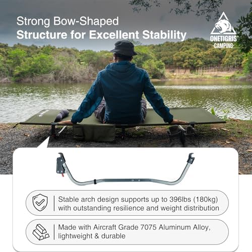 ONETIGRIS SUPRAGRIS Camping Cot, Support Up to 400lbs, Lightweight Comfortable Folding Bed for Camping, Hiking, Backpacking, Travel, Car Trips, Office Nap (Ranger Green) - Image 6