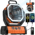 Camping Fan - 20000mAh Battery Powered Fan Rechargeable with LED Lantern - Portable Outdoor Tent Fans with Hanging Hook 4 Speeds Wind Remote Control, Black and Orange by VOSFEEL