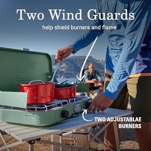 Coleman Cascade 222 2-Burner Camping Stove, Portable Cooktop with 22,000 BTUs, Matchless Lighting, & Dual Wind Guards, Great for Outdoor Cooking, Camping, Tailgating, Grilling, BBQs, & More - Image 5