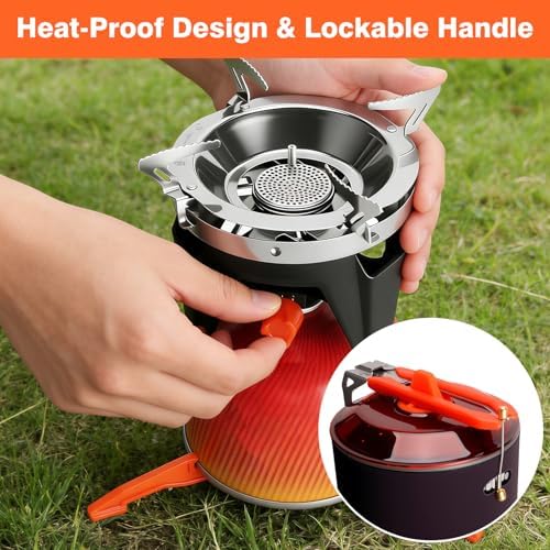 Backpacking and Camping Stove Cooking System | 110-Second Fast Boil,6-in-1 Integrated 1L Portable Pot Set with Jet Burner, 630g Ultralight,Detachable Pan Stand for Hiking,Fishing,Hunting - Image 6