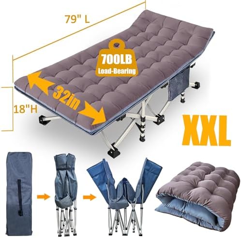 2-Pack Oversize XXL Cot with Mattress, Camping Cots for Adults - Image 2