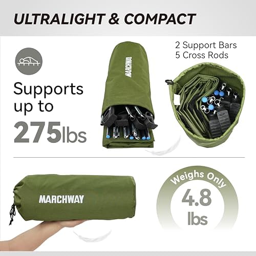 MARCHWAY Ultralight Folding Tent Camping Cot Bed, Portable Compact for Outdoor Travel, Base Camp, Hiking, Mountaineering, Lightweight Backpacking (Army Green) - Image 6