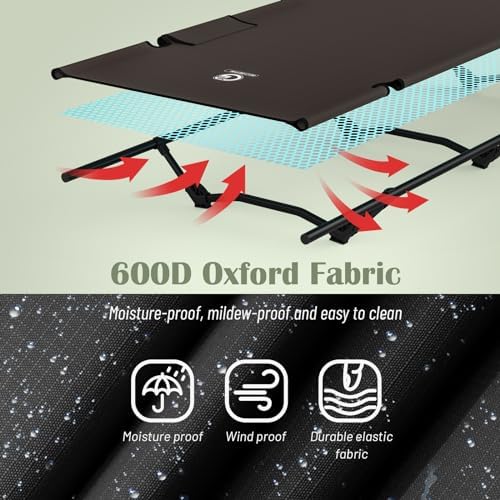 G2 GO2GETHER Foldable Camping Cot, Durable Travel Tent Cot, Ultralight for Backpacking, Comes with Storage Bag(Black/Green/Brown) (Brown) - Image 3