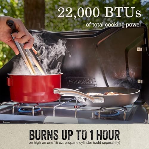 Coleman Triton+ 2-Burner Propane Camping Stove with InstaStart Ignition, Portable Camping Cooktop with 2 Adjustable Burners & Wind Guards, 22,000 BTUs of Power for Camping, Tailgating, Grilling - Image 3