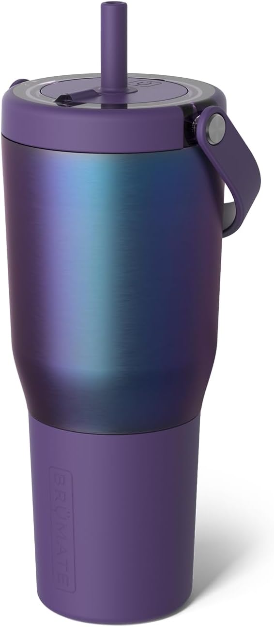 BrüMate Resa 35oz 100% Leakproof Travel Tumbler w/Handle & Straw | Flexible SoftSip Straw | Silicone Sleeve for Durability | Stainless Steel | Cup Holder & Travel Friendly Water Bottle (Dark Aura) by Br%C3%BCMate