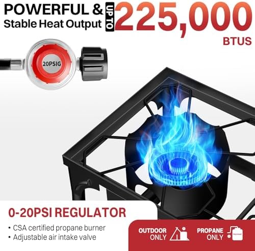 3 Burner Propane Camp Stove | 225,000 BTU | High Pressure Gas Burners - Image 2