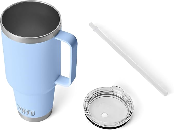 YETI Rambler 42 oz Tumbler with Handle and Straw Lid, Travel Mug Water Tumbler, Vacuum Insulated Cup with Handle, Stainless Steel, Big Sky Blue - Image 5