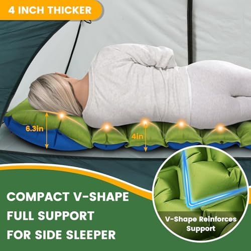 2 Pack 4-Inch Camping Sleeping Pads with Foot Pump and Pillow - Image 4