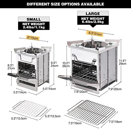 REDCAMP Wood Burning Folding Camp Stove Stainless Steel Grill and Pot Stand, Portable Collapsible Backpacking Stove Survival Rocket Stove for Hiking Outdoor Tent Camping Picnic, Largel with Pot Stand - Image 2