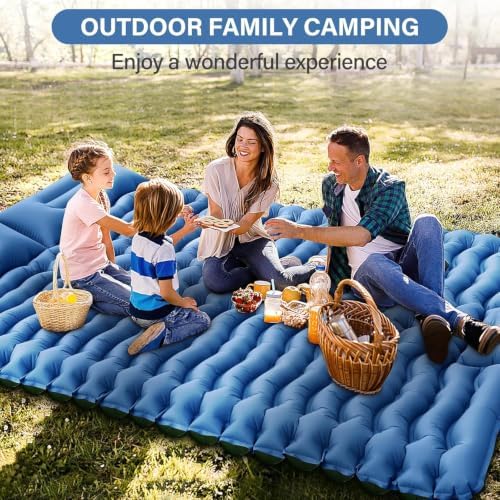 Yuzonc Double Camping Sleeping Pad with Built-in Foot Pump and Pillows – Ultralight Inflatable Sleeping Mat for 2 Person, Compact Air Mattress for Backpacking Hiking Tent Camping, Portable Outdoor - Image 2
