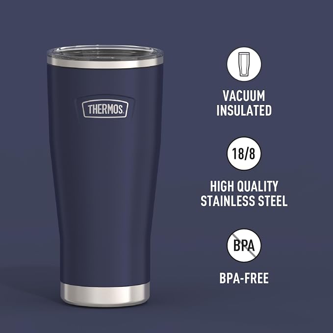 THERMOS ICON SERIES, Stainless Steel Tumbler with Slide Lock, 24 Ounce, Mystic Navy - Image 2