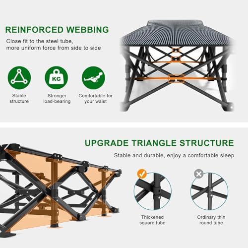 Camping Cot, 28'' Wide Sleeping Cots for Adults, Indoor & Outdoor with Pad - Image 3