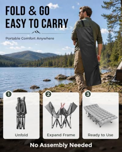 ZENPETIO XXL Folding Camping Cot for Adults, 32" Heavy-Duty Extra Wide Cots - Image 6