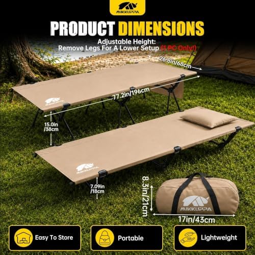 MIKKUPPA Backpacking Camping Cot for Adults, Heavy-Duty Portable Cot Bed - Image 2