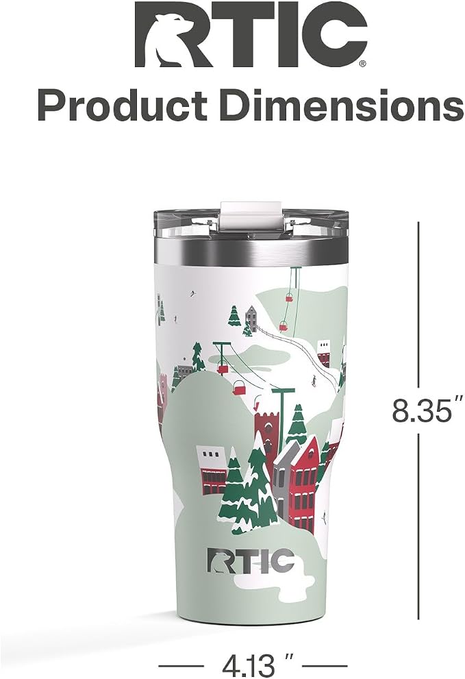 RTIC 30oz Essential Tumbler with Lid, Ceramic Lined, Insulated, Stainless Steel, Metal, Double Wall Vacuum-Insulation, Travel Cup for Iced Coffee, Tea, Hot and Cold Drink, Apres Ski - Image 5