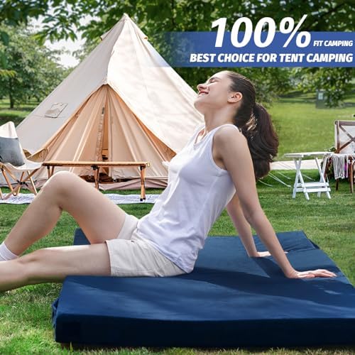CYMULA Memory Foam Camping Mattress Pad, Sleeping Mat, Portable Roll Up Mattress for Adults, Camping Bed Pads for Sleepover, Car Bed with Travel Bag - Image 3