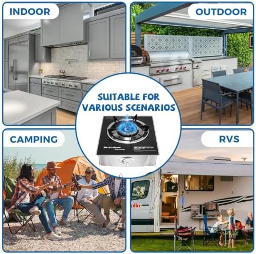 Single Burner Propane Stove 15000 BTU, Portable Gas Stove 1 Burner, Camping Stove Propane with LPG Adapter Hose for Indoor and Outdoor Kitchen Cooking - Image 6