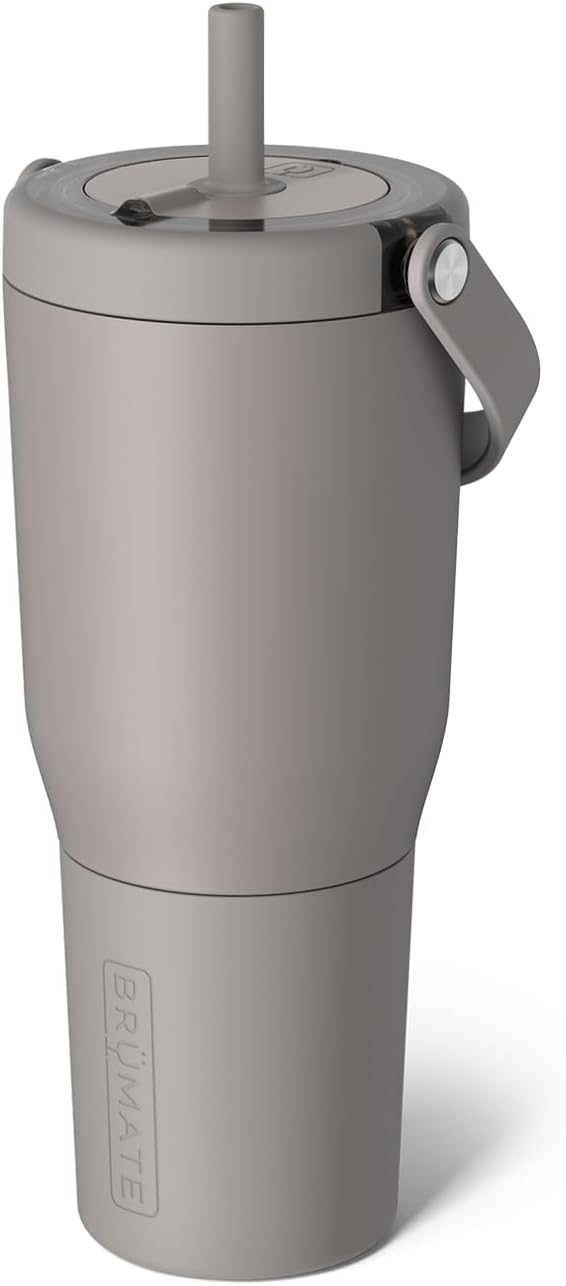 BrüMate Resa 35oz 100% Leakproof Travel Tumbler with Handle & Straw | Flexible SoftSip Straw | Silicone Sleeve for Durability | Stainless Steel | Cup Holder & Travel Friendly Water Bottle | (Mocha) by Br%C3%BCMate