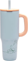 Zak Designs Disney Sutton Travel Tumbler for On the Go or At Home, 40oz Stainless Steel with Vacuum Insulation, Silicone Straw, Carry Handle, and 3D Artwork for Cold Drinks (Stitch) by ZakDesigns