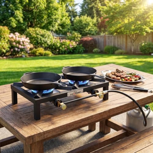 COOKAMP Propane Double Burner Angle Iron Camp Stove with CSA Listed Regulator and 4ft Hose (SA2200) - Image 5