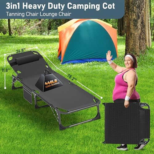 LILYPELLE Folding Camping Cot, Extra Wide Heavy Duty Sleeping Cots - Image 6