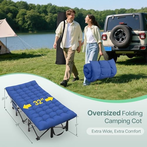 Suteck 32" XXL Folding Camping Cot, 900LBS Heavy Duty Sleeping Cots - Image 2