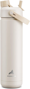 POWCAN 26 oz Insulated Water Bottle with 2-in-1 Straw and Spout Lid, Keep Cold 24H, Leak-Proof, Fits in Car Cup Holder, Stainless Steel Water Bottle for Sports, Gym, Travel, and School (Mousse) by POWCAN