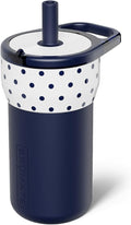 BrüMate Leap 12oz 100% Leakproof Kids Tumbler with Handle & Silicone Soft Straw | Durable Drop Resistant Silicone Sleeve | Made of Insulated Stainless Steel | Cup Holder Friendly | (White Polka Dots) by Br%C3%BCMate