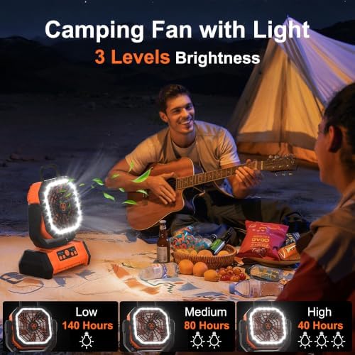 Honesorn 20000mAh Rechargeable Fan Portable 11-Inch, with LED Light Remote - Image 5