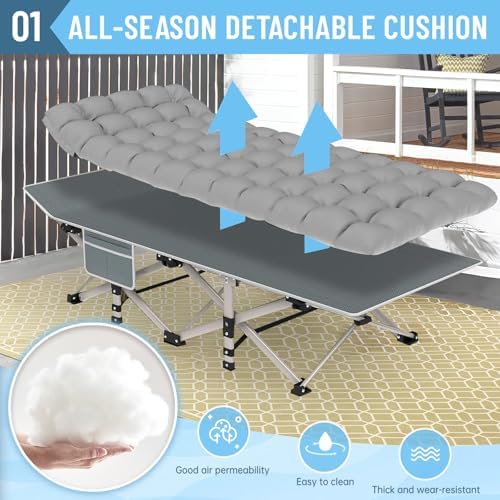 10-Leg Heavy Duty Camping Cot for Adults with Mattress - Image 7