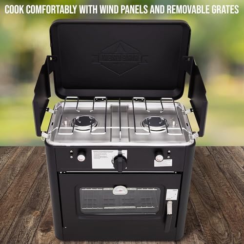 Hike Crew Outdoor Gas Camping Oven w/Carry Bag | CSA Approved Portable Propane-Powered 2-Burner Stove & Auto Ignition, Overheat Safety Shutoff, Built-In Thermometer Hose Regulator Included - Image 3