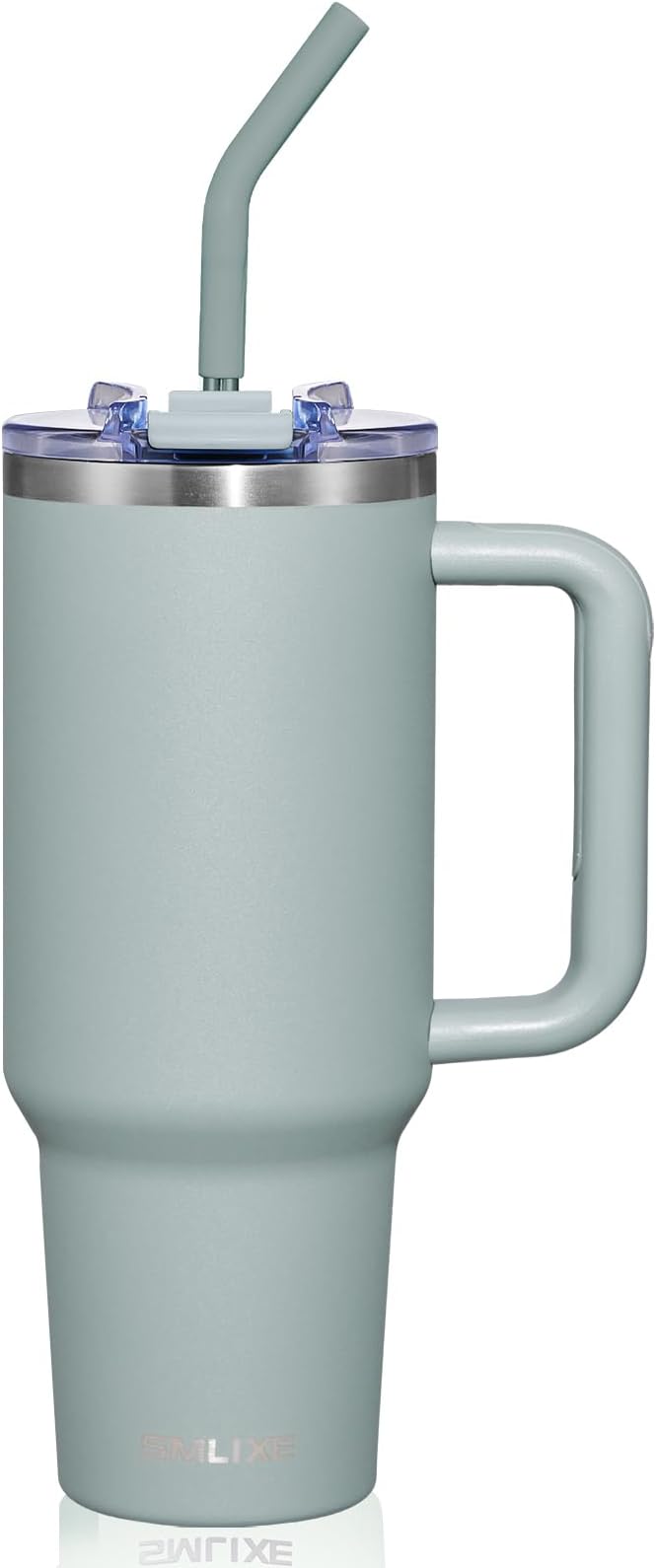 40 oz Tumbler with Handle and Straw Lid,Insulated Reusable Stainless Steel Water Bottle Travel Mug，Cupholder Friendly Double Wall Vacuum Sealed Cup (Shale) by smlixe