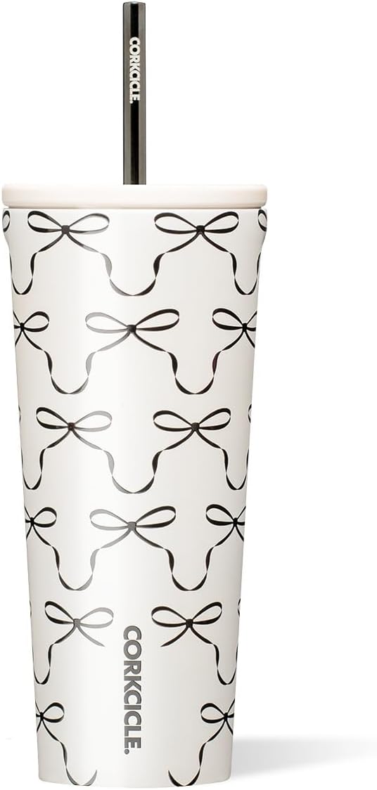Corkcicle Cold Cup - 24oz Black Bows by Corkcicle