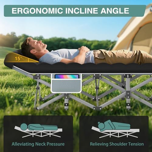 ZENPETIO Folding Camping Cot for Adults, 28" Heavy-Duty Portable Cots Bed - Image 2