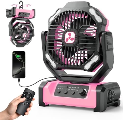 Portable Camping Fan with LED Lantern, 20000mAh Personal Rechargeable Fan by OnlyNewforYourLife