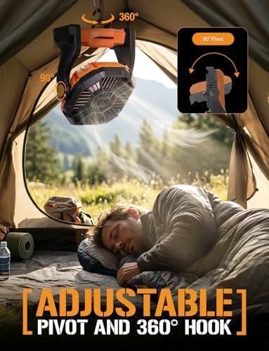 ToughTested Rechargeable Camping Fan with LED Light, 4-Speed, 58H Runtime - Image 4