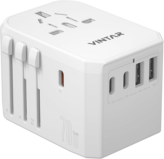 Universal Travel Adapter, VINTAR 70W GaN International Power Adapter by VINTAR