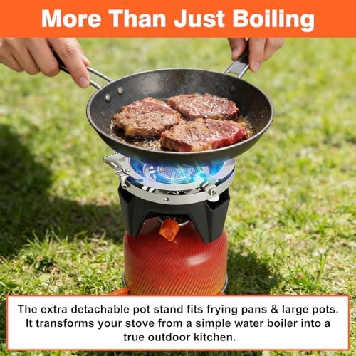 Backpacking and Camping Stove Cooking System | 110-Second Fast Boil,6-in-1 Integrated 1L Portable Pot Set with Jet Burner, 630g Ultralight,Detachable Pan Stand for Hiking,Fishing,Hunting - Image 5