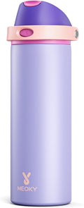 24 oz Insulated Water Bottle for Women: Meoky Stainless Steel Metal Water Bottle with 2-in-1 Straw and Spout Lid - Leak Proof, Cold for 24 Hours, Protective Silicone Base, BPA-Free for School, Orchid by MEOKY