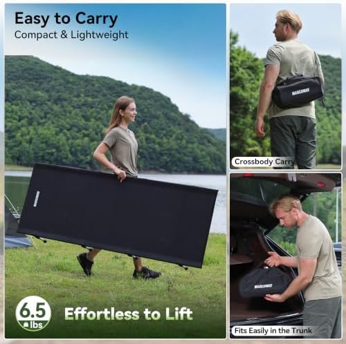 MARCHWAY Lightweight Folding Tent Camping Cot Bed with Lever Lock, Easy Setup Portable Compact for Outdoor Travel, Hunting, Hiking, Motorcycling, Support 330Lbs (Black) - Image 6