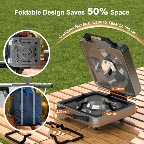 27000 BTUs 2 Burner Folding Camp Stove, Propane Gas Stove for Camping - Image 4