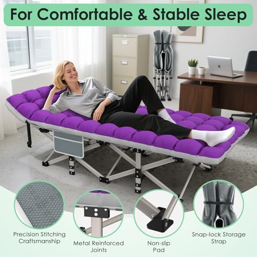 Suteck Camping Cot, Folding Camp Bed for Adults with Soft Thicker Cushion - Image 6
