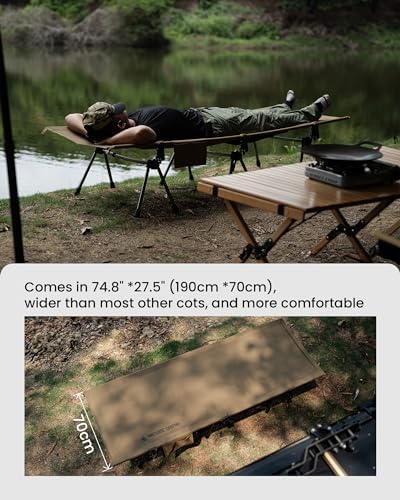 ONETIGRIS SUPRANUBIS Camping Cot, Height Adjustable with Cot Leg Extenders, Strong Support 330lbs, Lightweight Comfortable Folding Bed for Camping, Hiking, Travel, Truck, Beach, Office Nap - Image 3